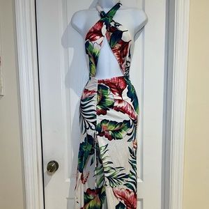 Floral tropical adjustable maxi dress